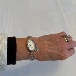 GENEVA ELITE | Charms Bracelet wrist watch Silver-tone-NEW battery